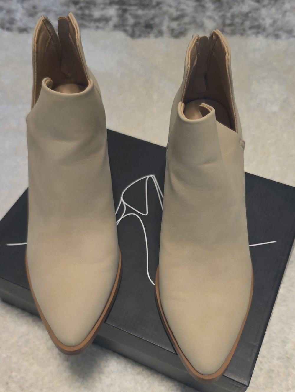 Women's Beige Pointed-Toe Ankle Boots